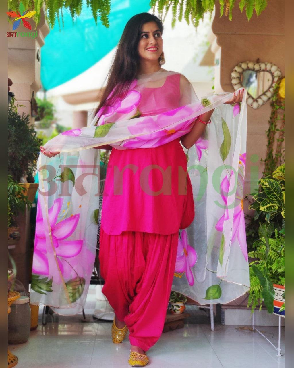 Hot Pink Coloured Patiala Suit Set Attrangi Jaipur